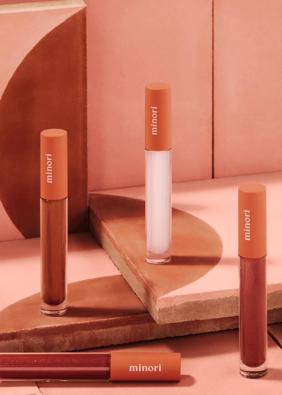 four lip glosses from Minori Beauty if neutral shades